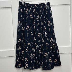Navy Floral Skirt
